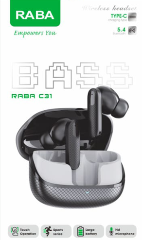 RABA C31 ENC TWS Bluetooth 5.4 Earbuds