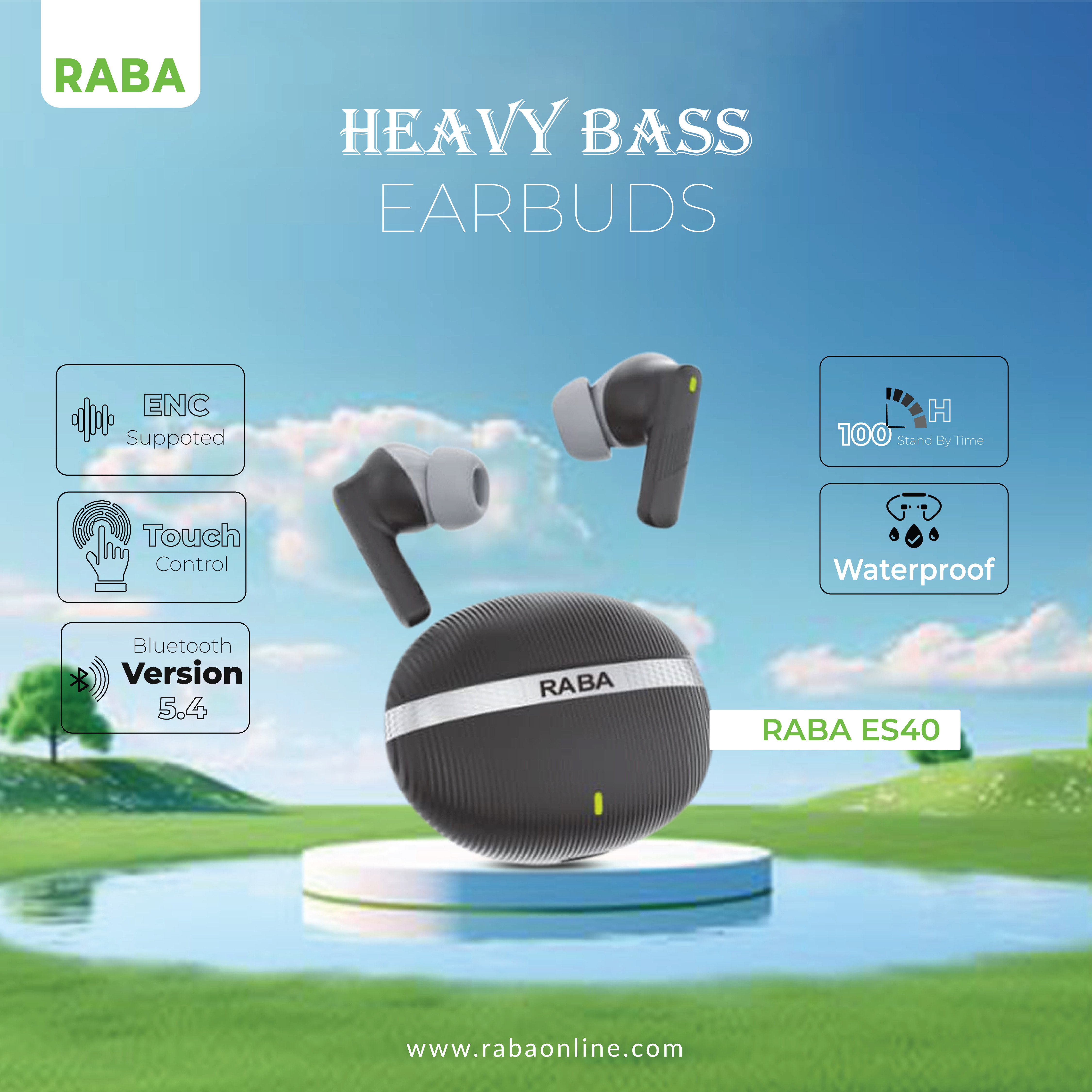 RABA ES40 TWS Bluetooth 5.4 Earbuds