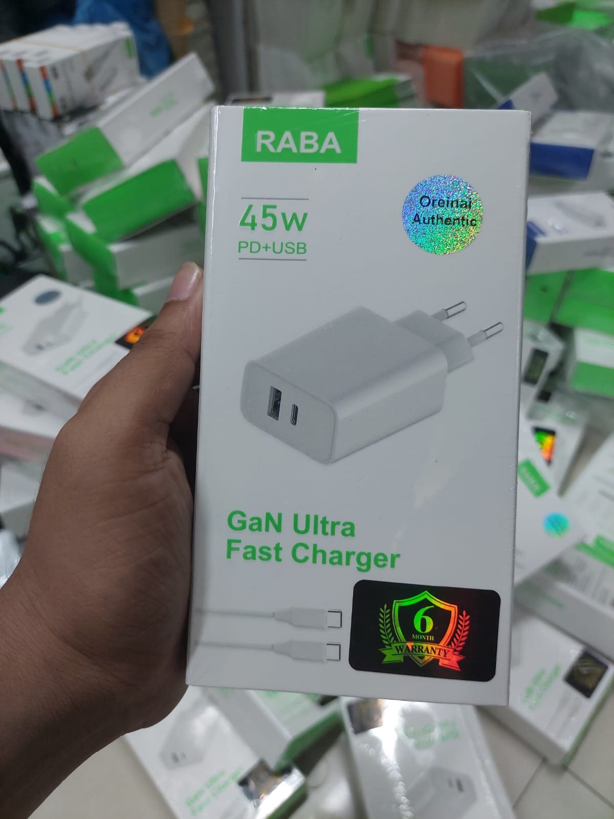 RABA original 45Watt PD+USB Type-c Super Fast Charger