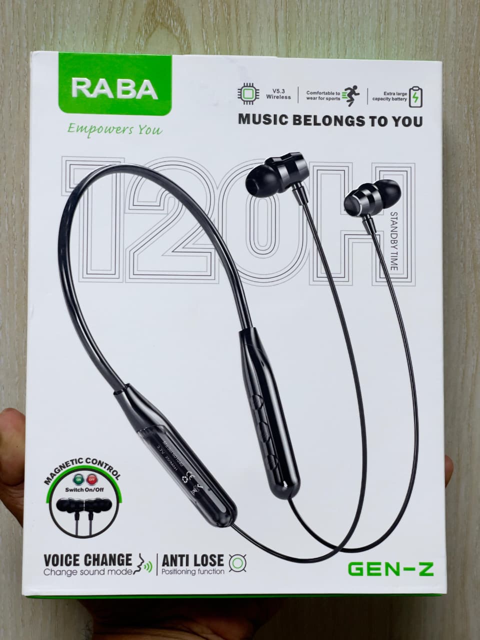 RABA GEN-Z 120H Magnetic Switch On/Off Neckband (5 Voice Change)
