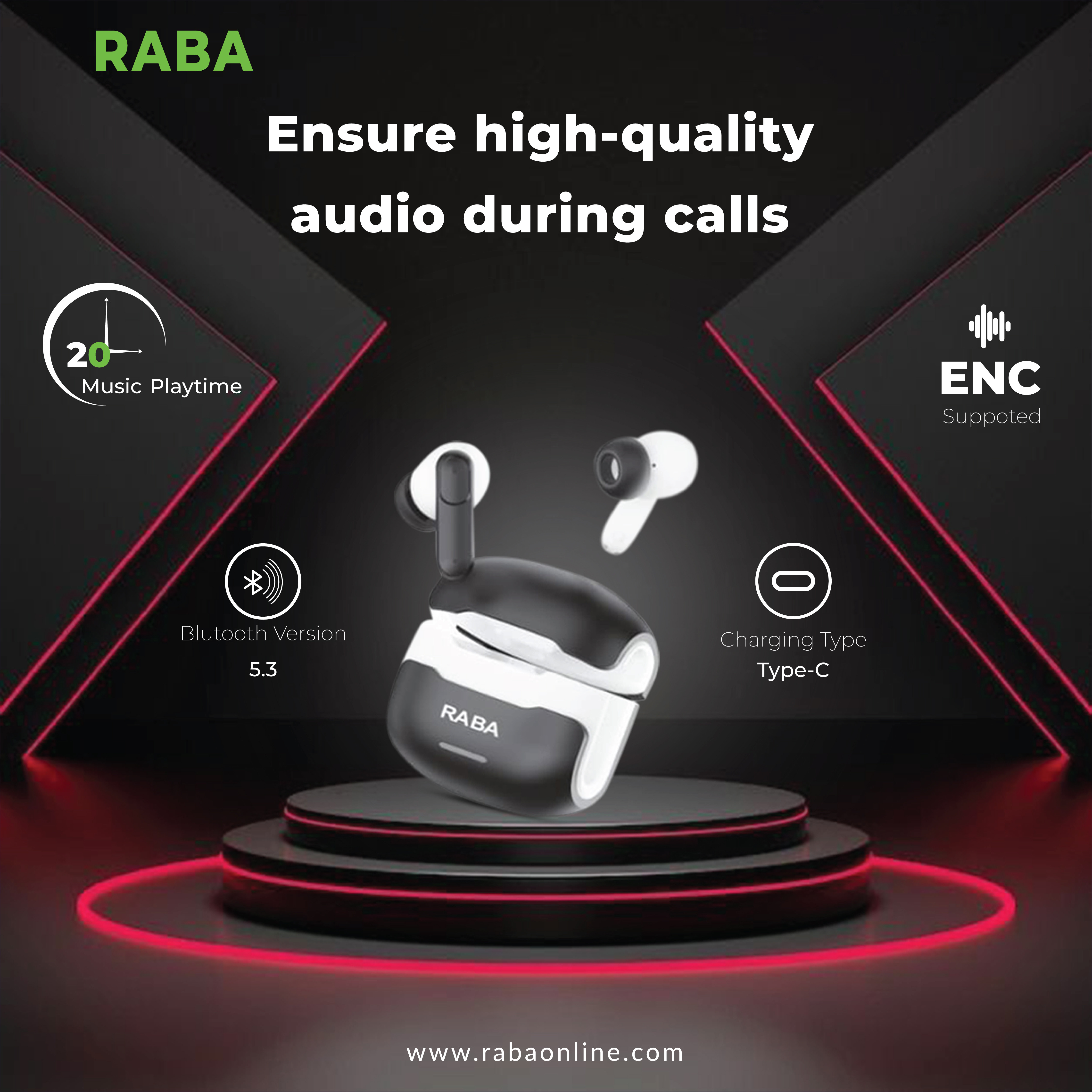 RABA C21 ENC True Wireless Earbuds