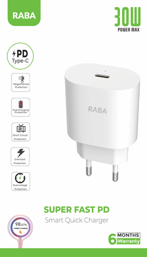 RABA 30W Type-c PD Charger (Type-c To Type-c)